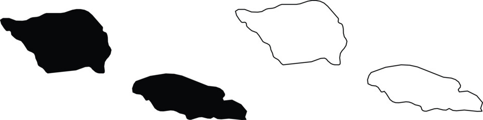 Two pairs of irregular shape outlines and silhouettes