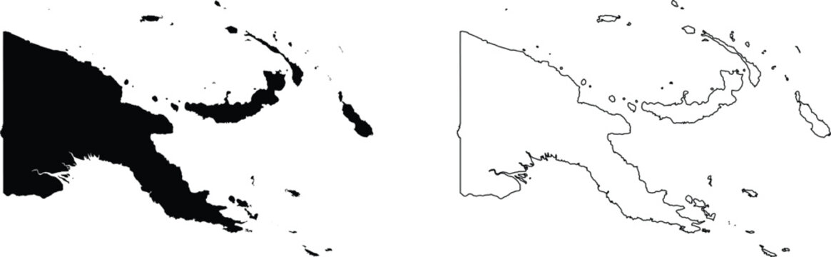 Papua New Guinea map silhouette and outline country