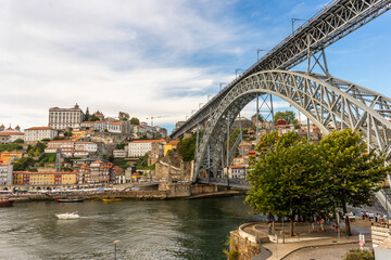 Historic Porto cityscape with iconic Luis bridge, Portugal