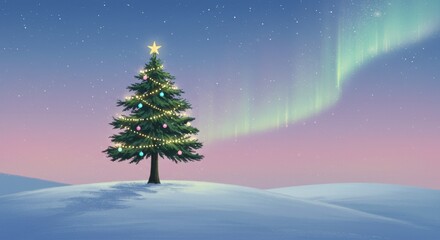 Magical Christmas Tree Under the Northern Lights