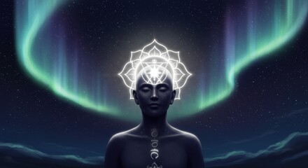 Serene Meditation Under the Aurora Borealis A Spiritual Journey