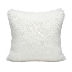 A beautifully embroidered white square throw pillow with intricate designs. isolated on transparent background