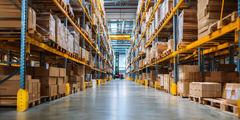 Fototapeta premium Vaccine development and pandemic preparedness strategies in warehouse logistics industrial environment aerial viewpoint