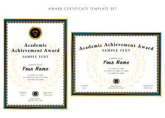 Academic Achievement Award Certificate Template Set | Elegant Gold Design