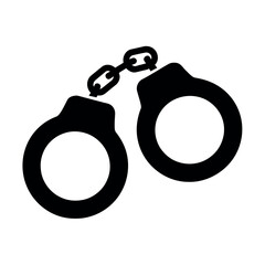 A pair of black handcuffs on a white background