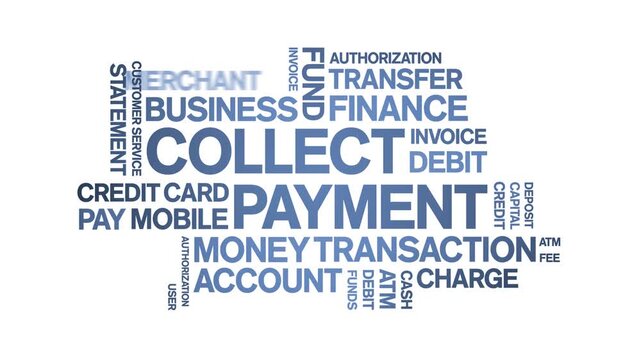 Collect Payment animated word cloud-text design animation tag kinetic typography seamless loop.