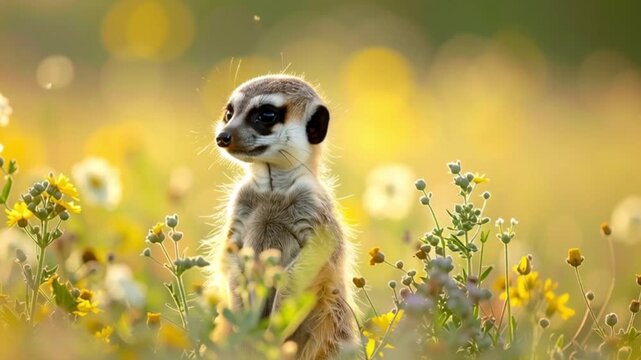 Baby-Erdm&auml;nnchen im soften Bl&uuml;tenfeld