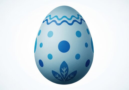 Decorative blue easter egg with patterns isolated on white background for holiday celebrations and designs