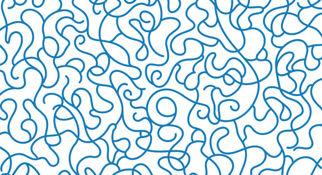 Intricate blue curvilinear lines forming a complex fluid pattern on white background a mesmerizing abstract design