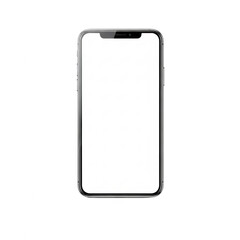 A blank smartphone screen with a notch at the top isolated on transparent background