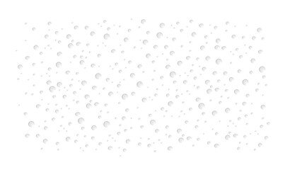 Obraz premium Realistic vector fresh water drops on window glass. Rain drops illustration, transparent background. Isolated graphic droplets objects, wet texture banner. Pure moisture texture bubbles overlay effect