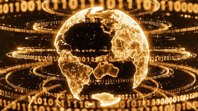 Digital Earth with Binary Code.