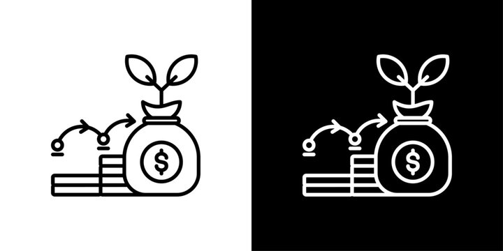 Annuity Investment Icon Sheet Black And White