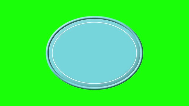Blue oval speech bubble animation on green screen background for video editing