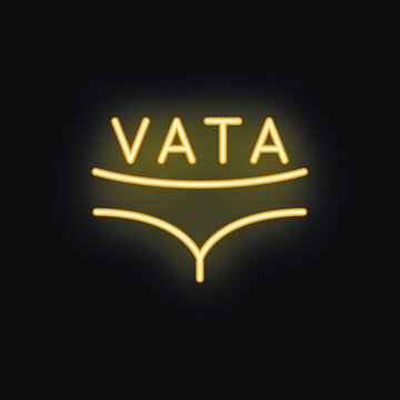 This glowing neon sign represents vata dosha, one of the three ayurvedic elements