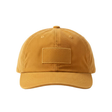 Yellow corduroy baseball cap with blank patch