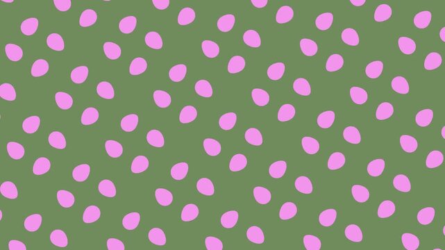 Seamless loop of geometric rosette pattern with stylized eggs. Minimalist flat design in olive green and pink, ideal for spring branding, website headers, social media posts, festive retail displays