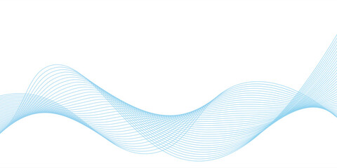Abstract horizontal glowing blue line wave background