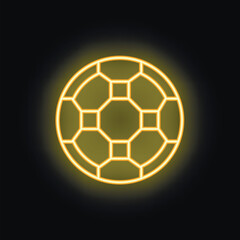 Fototapeta premium Neon yellow football or soccer ball glowing on black background, perfect for sports concepts