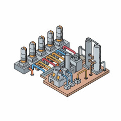 Obraz premium Industrial Facility with Pipes and Tanks.