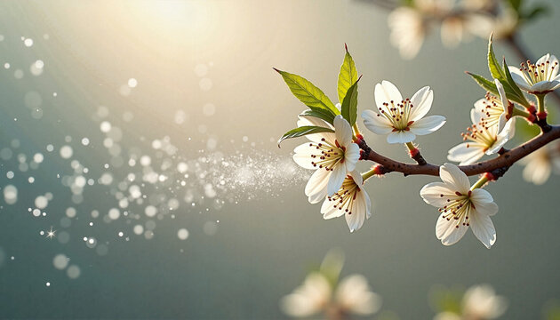 Spring Blossom with Airborne Pollen Allergy Concept