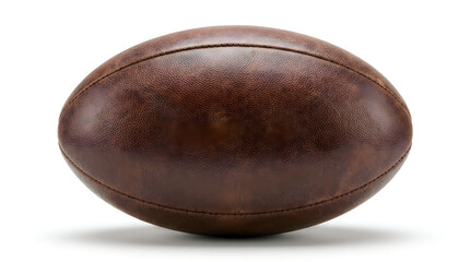 Brown leather rugby ball with classic oval shape and textured surface