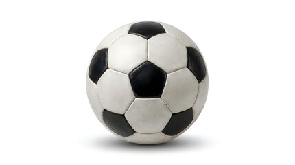 Classic black and white soccer ball on clean light surface