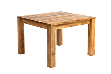 Wooden Square Table Isolated on White Background