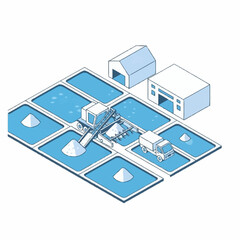 Obraz premium Wastewater Treatment Plant Diagram Illustration.