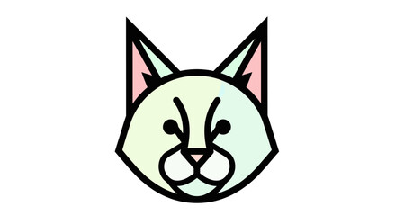 Fototapeta premium Stylized Feline Animal Head Icon on White Background