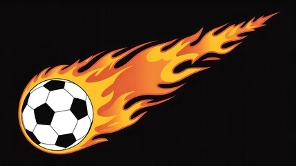 Fototapeta premium A dynamic soccer ball trailing intense flames like a fiery comet across space