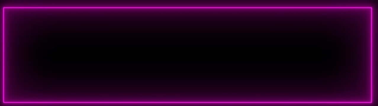 rectangle frame icon animation glowing neon pink and blue color bordar frame display box round shape retro screen rotation seamless footage line movement on black background