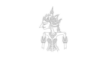 Fototapeta premium Traditional Javanese Wayang Kulit Puppet Outline