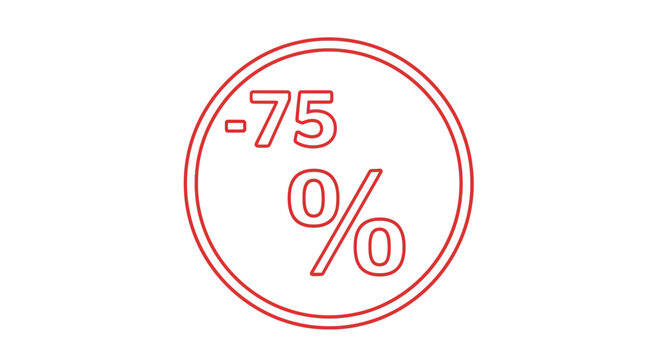 Discount 75 Percent Off Sale Icon, Red Circle, Percentage Symbol, Business Offer