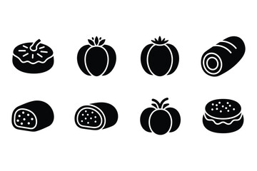 Food Icons: Tomatoes, Bread, and Sausage