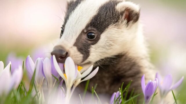 Baby-Dachs im hellen Fr&uuml;hlingsgras