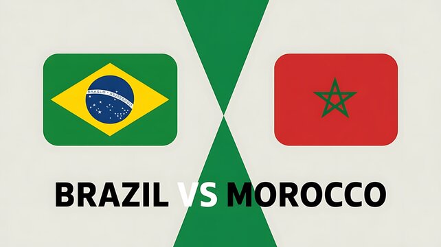 Flag comparison between brazil and morocco in a sports rivalry graphic format