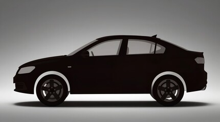 Fototapeta premium A sleek black car is silhouetted against a gray background