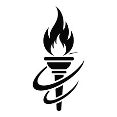 Modern torch with swirling motion symbolizing progress and innovation
