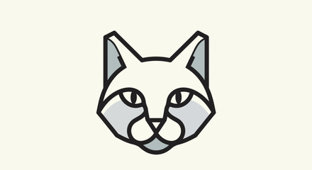 Obraz premium Minimalist Cat Head Icon - Simple Feline Face Illustration