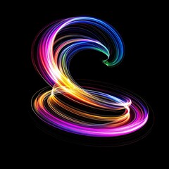 Colorful Swirl of Light Trails on Black Background Abstract Illustration