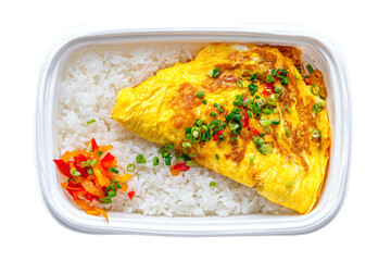 Omelette and Rice Meal in Takeout Container