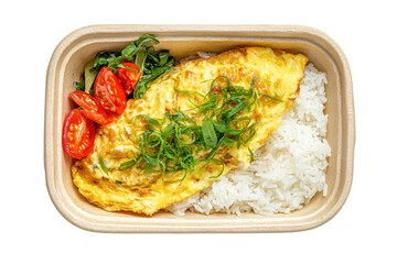 Omelet with Rice and Vegetables in Container