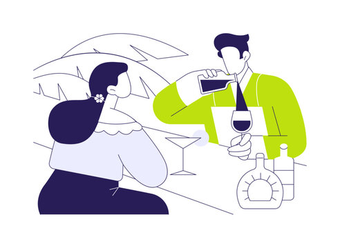 Chatting with bartender isolated cartoon vector illustrations.