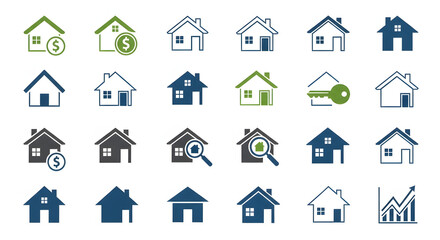 Obraz premium Modern house icons for real estate and finance concepts. Generative AI