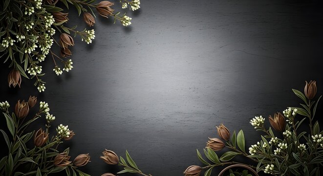 Easter sunday floral background with blooming flowers and foliage decorations