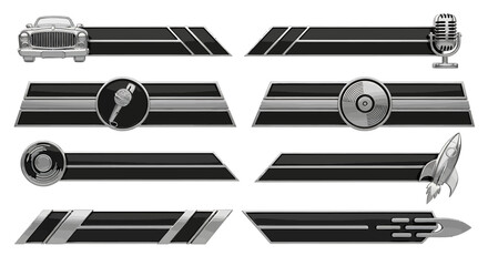 Obraz premium Retrostyle lower thirds collection with various design elements for broadcast use.