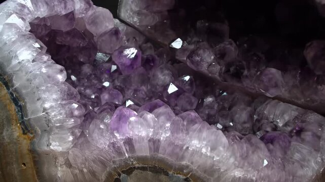 Amethyst Geode Displays Sparkling Crystals in Natural Formation