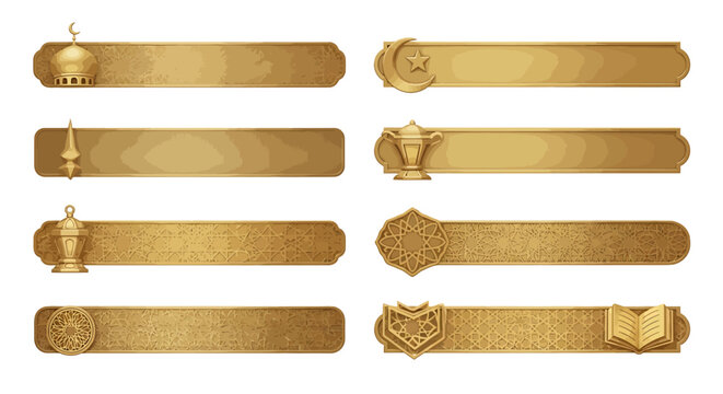 Golden Islamic design elements for elegant banner decoration.