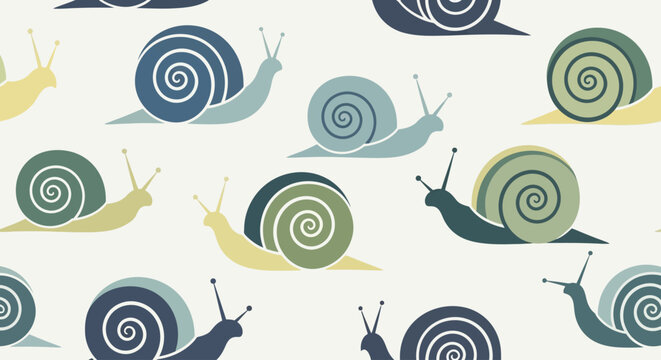 Cute snail pattern design with colorful cartoon snails